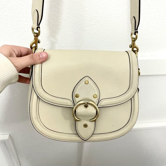 COACH Glovetanned Leather Beat Saddle Bag B4/Ivory One Size - Picture 3 of 15